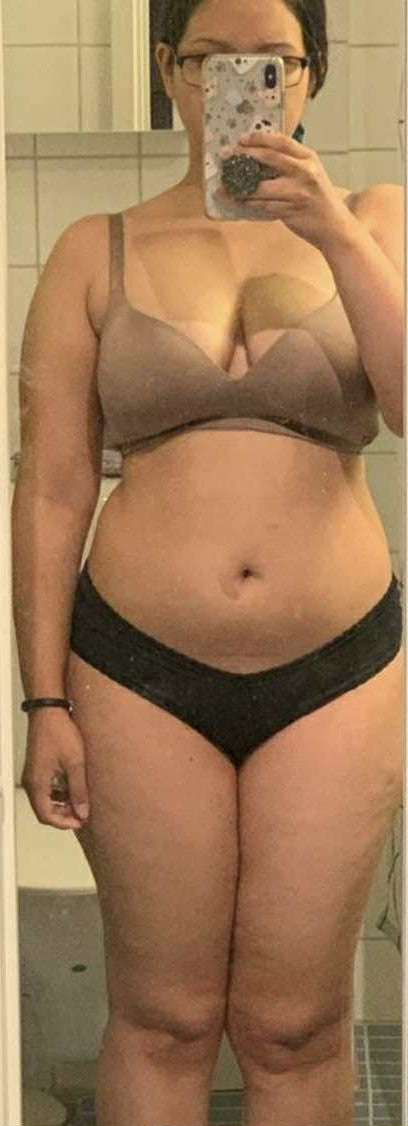 Synlig skillnad runt midjan efter regelbunden användning. – före